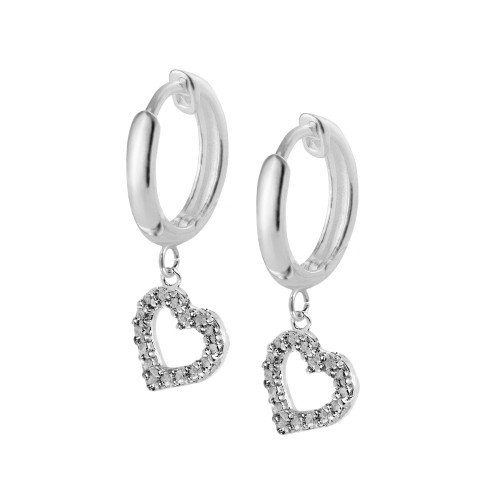 Brinco de Prata Argola Love Diamantado 20x10mm