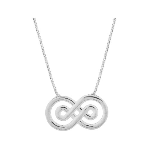 Colar Prata Veneziana Infinito Duplo 15x26mm 40cm