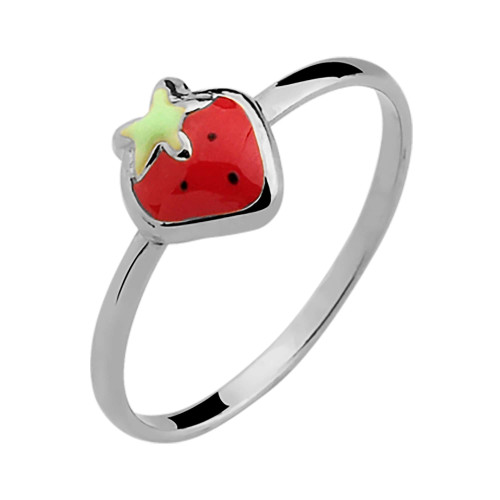 Anel Prata Morango com Resina 6.50x6mm