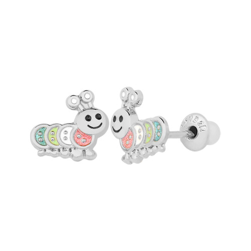 Brinco Prata Centopeia com Resina 8.50x9mm