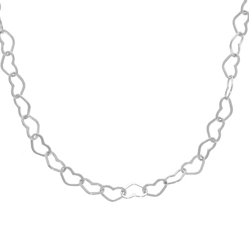 Colar de Prata Corações Entrelaçados 45cm