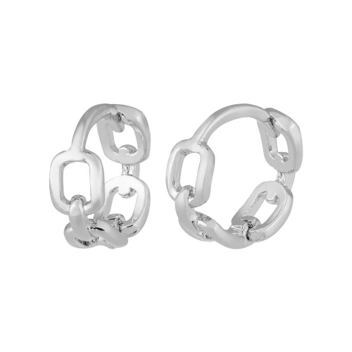 Brinco de Prata Argola Classic Chain 10x3.75mm