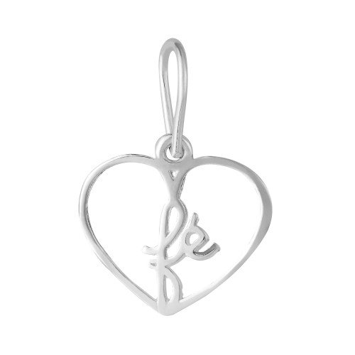 Pingente de Prata Coração Fé 11x11mm