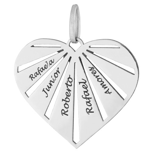 Pingente Aço 33x29mm Coração My Love personalizado com 5 ou 6 Nomes-1