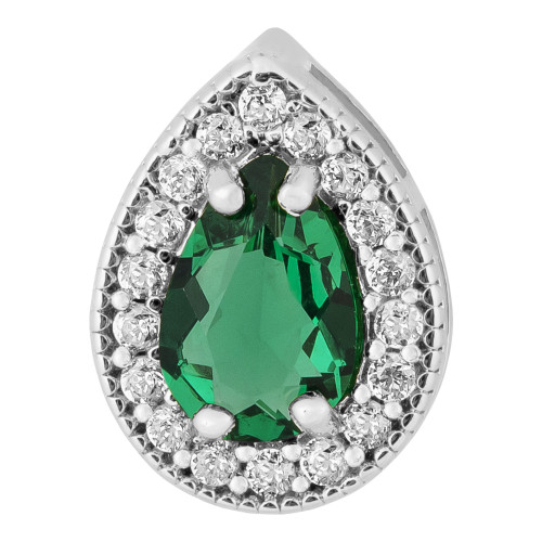 Pingente de Prata Gota verde com Zircônia 10x7mm