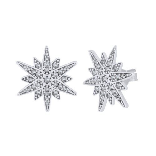 Brinco de Prata Lucky Star com Zircônias Brancas