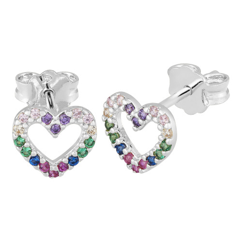 Brinco de Prata Rainbow Hear com Zircônias Coloridas
8x8mm