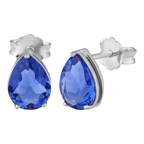 Brinco de Prata Ponto de Luz Safira com Zircônia