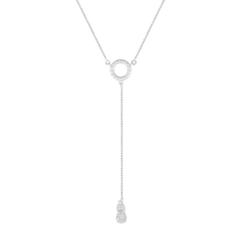 Colar de Prata Gravatinha Star com Zircônias 45cm