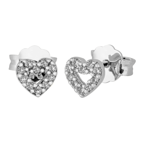 Brinco de Prata Coração Teen Charm com Zircônias 5x5mm-1