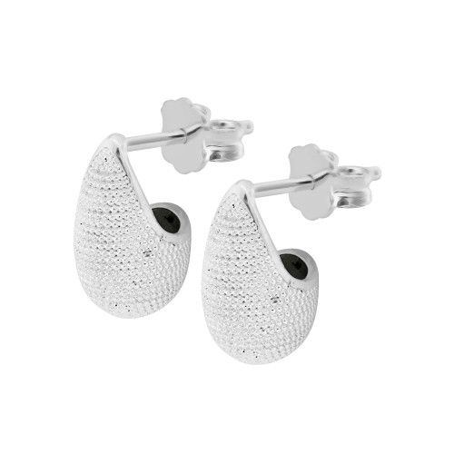 Brinco de Prata New Wave Trabalhado 13x8mm