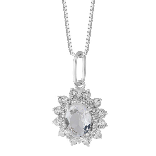 Colar de Prata Coleção Queens Cristal 6x8 e Zircônias Brancas 45cm