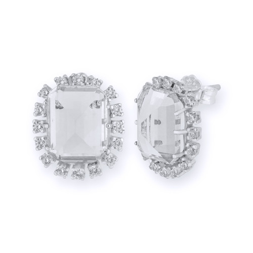 Brinco de Prata Coleção Queens Cristal 8x10