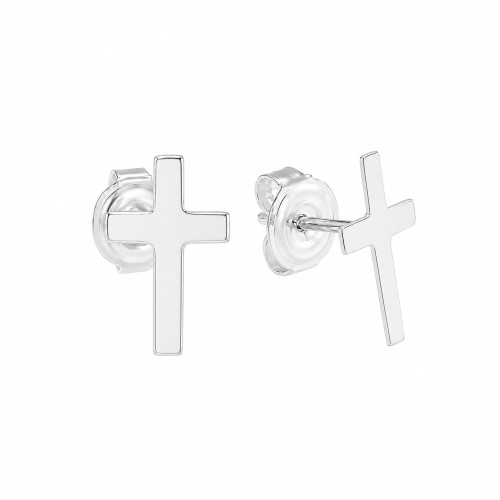 Brinco de Prata Cruz 9x6mm