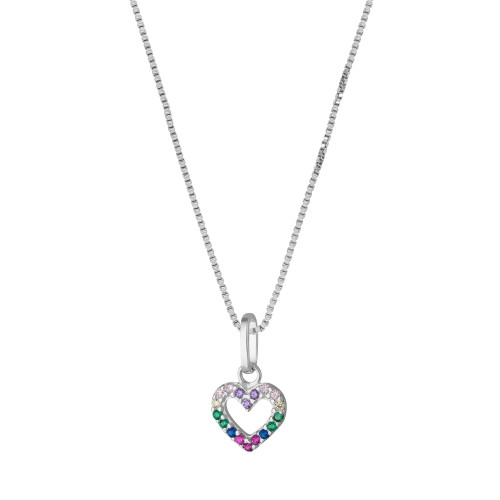 Colar de Prata Coração Colors 8x8mm 45cm