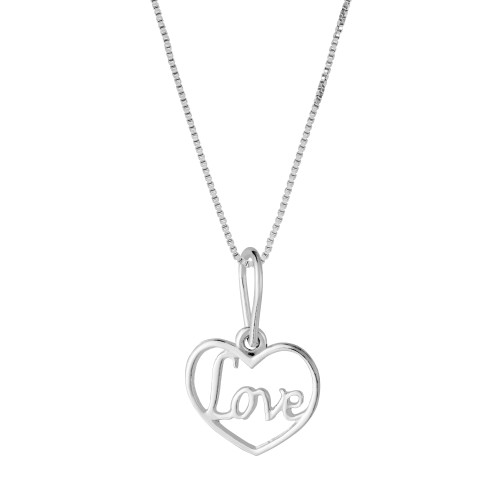 Colar de Prata Coração Love 9.6x9.6mm 45cm