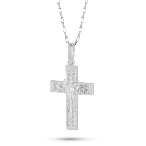 Pingente de Prata Cruz Terço Nossa Senhora das Graças 30x20