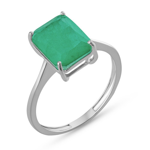 Anel de Prata Coleção Fancy Retangular Fusion Verde 8x10