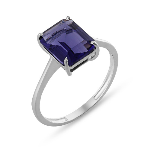 Anel de Prata Coleção Fancy Retangular  Tanzanita 8x10