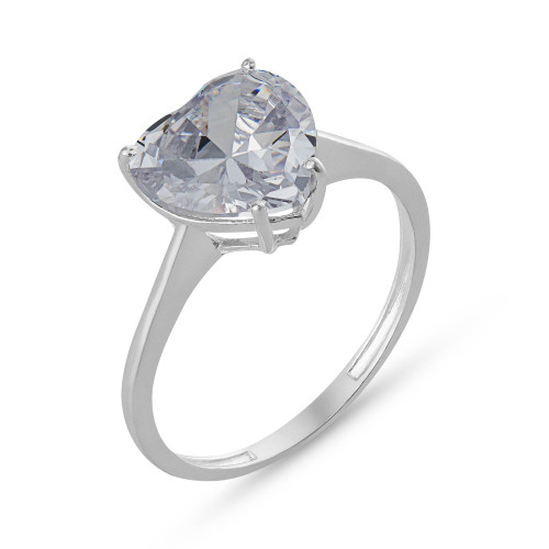Anel de Prata Coleção Fancy Coração Cristal 10mm