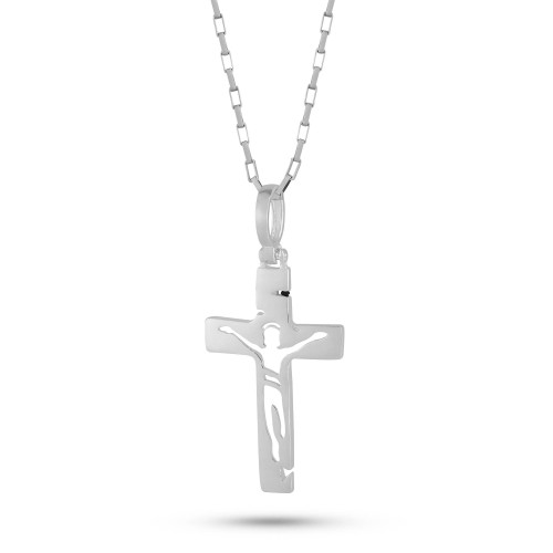 Pingente de Prata Cruz com Cristo 18x20