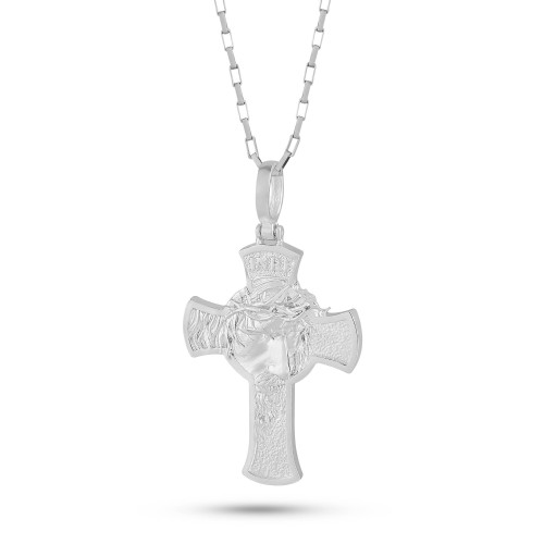 Pingente de Prata Cruz face de Cristo 22x30