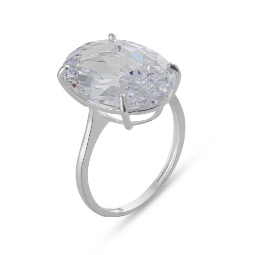 Anel de Prata Coleção Fancy Cristal Oval 13x18