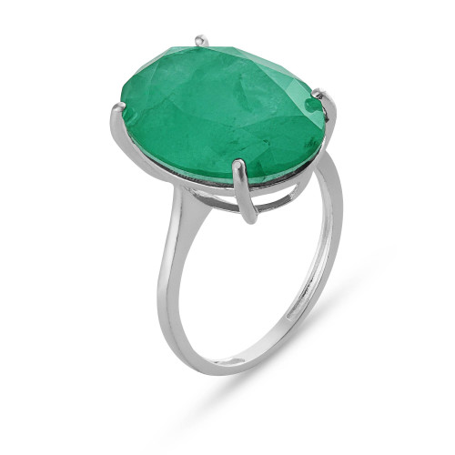 Anel de Prata Coleção Fancy Cristal Oval Fusion Verde 13x18