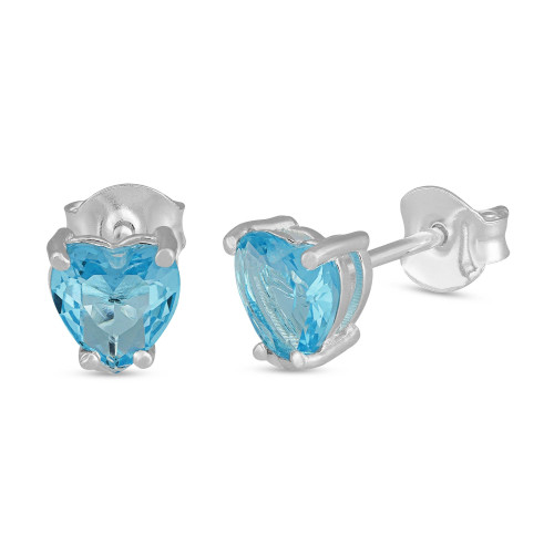 Brinco de Prata Ponto de Luz Coleção Fancy Coração Zircônia SKY 6mm