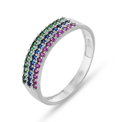 Anel de Prata Rainbow Power Zircônias Color.