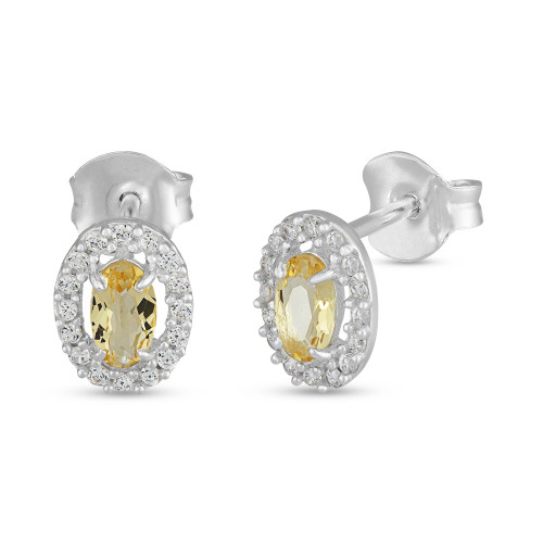 Brinco de Prata Coleção Princess Zircônia Oval Yellow 5x3