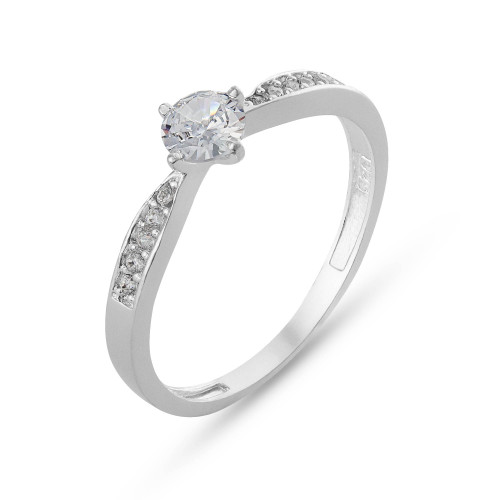 Anel de Prata Solitário Luz Zircônia 5mm