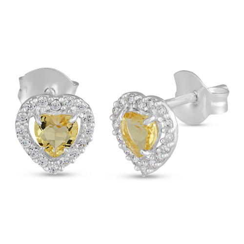 Brinco de Prata Coleção Princess Coração Yellow 4mm