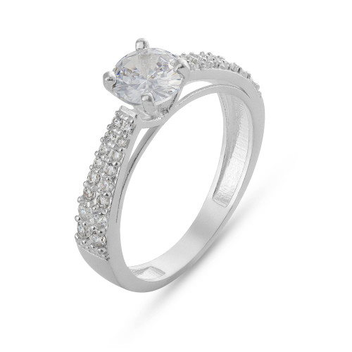 Anel de Prata Solitário Luxo Zircônia 6mm