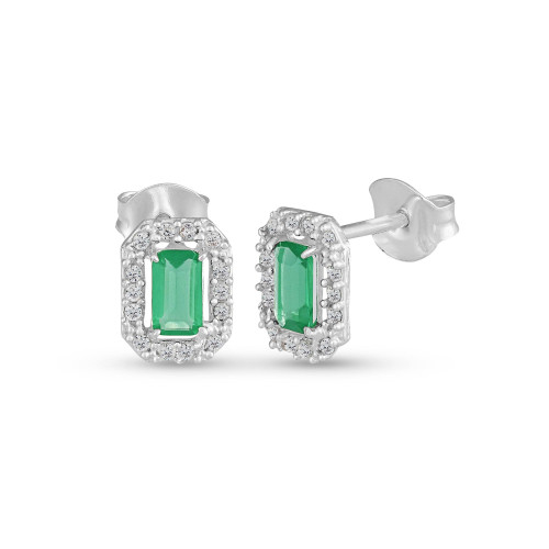 Brinco de Prata Coleção Princess Zircônia Esmeralda 