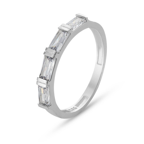 Anel de Prata Conexão Com Zircônias Baguete Branca