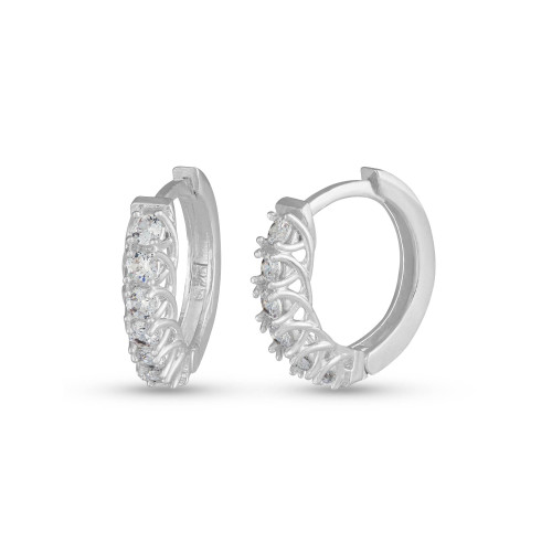 Brinco de Prata Argola Romance 18mm com Zircônias Brancas