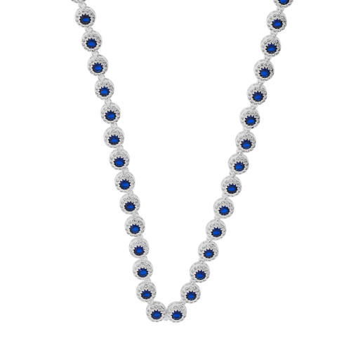 Colar de Prata Riviera Fiore Zircônia Azul e Branca 38cm