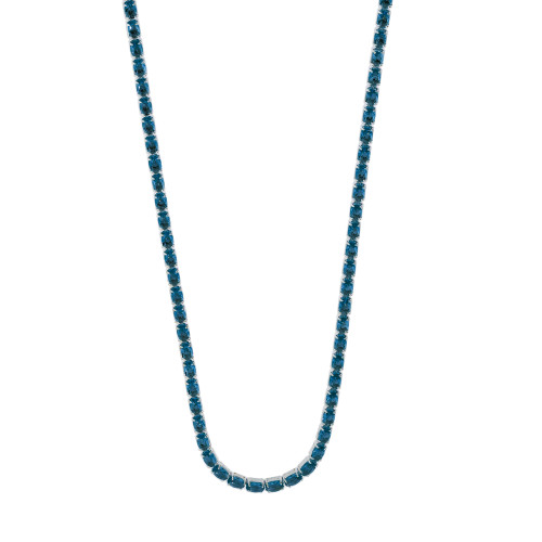 Colar de Prata Riviera Zircônias Safira Azul 38cm