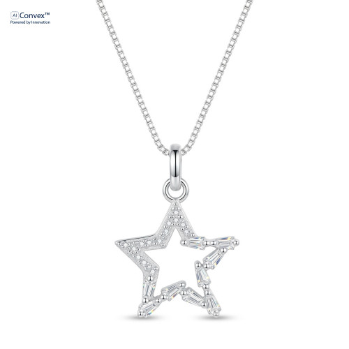 Colar de Prata Star Coleção Princess Zircônia Branca 45cm