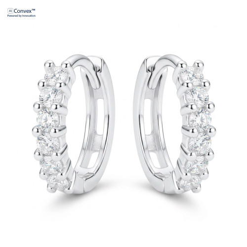 Brinco de Prata Argola Coleção Fancy Zircônia Branca 10x10