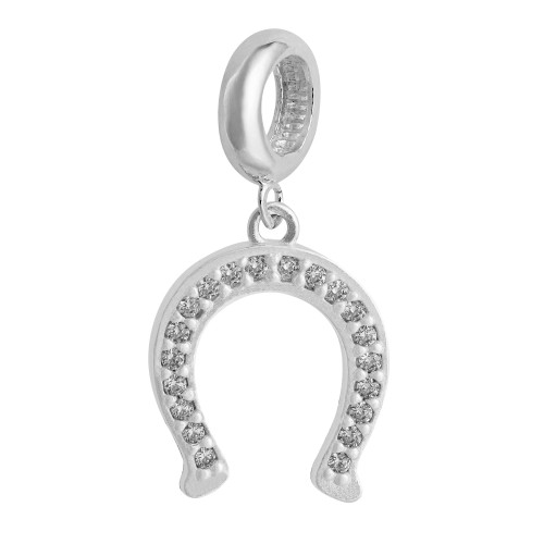 Berloque de Prata Ferradura Coleção Agro com Zircônias Brancas 10x11mm