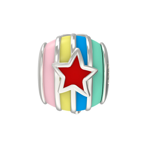 Pingente Prata Link Tubo Separador com Resina Colors