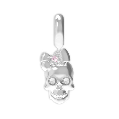 Berloque de Prata La Catrina Caveira Alba com Zircônias