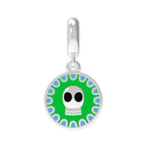 Berloque de Prata La Catrina Caveira Trina com Resina