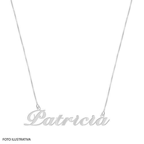 Colar Prata Veneziana com Manuscrito Nome Simples 50cm
