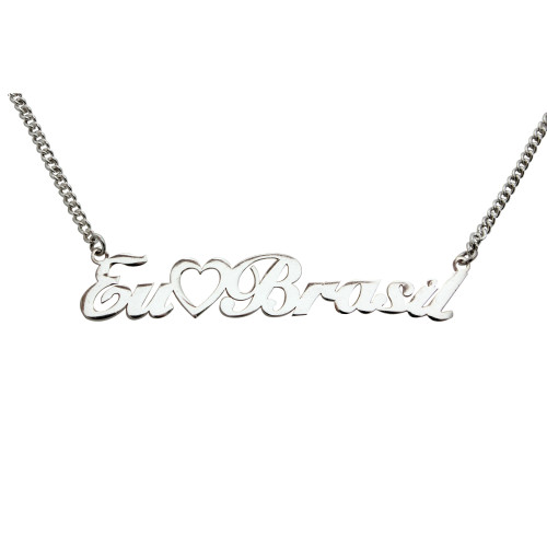 Colar Prata Groumet com Manuscrito I (C) Brasil 9x53mm 45cm