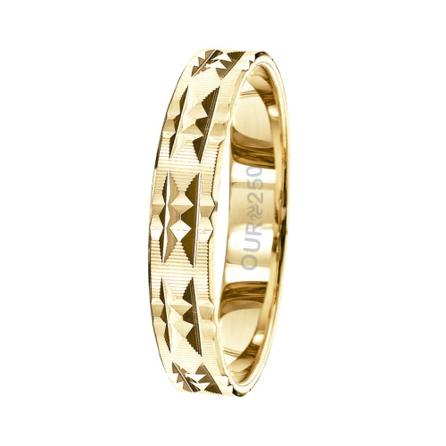 Aliança de Ouro BéLgica Trabalhada 250K Liga Ourum Italiana 4mm