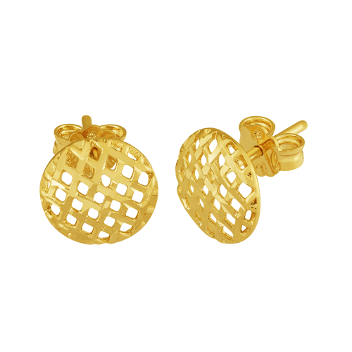 Brinco de Prata Redondo Link Trama Revestido com Ouro 0.9mm