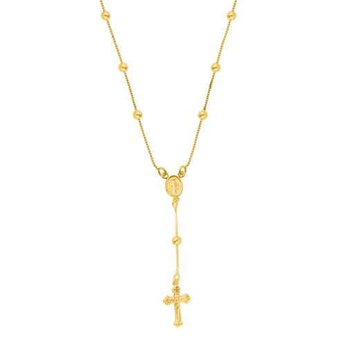 Colar de Prata Terço Revestido com Ouro 18K 45cm